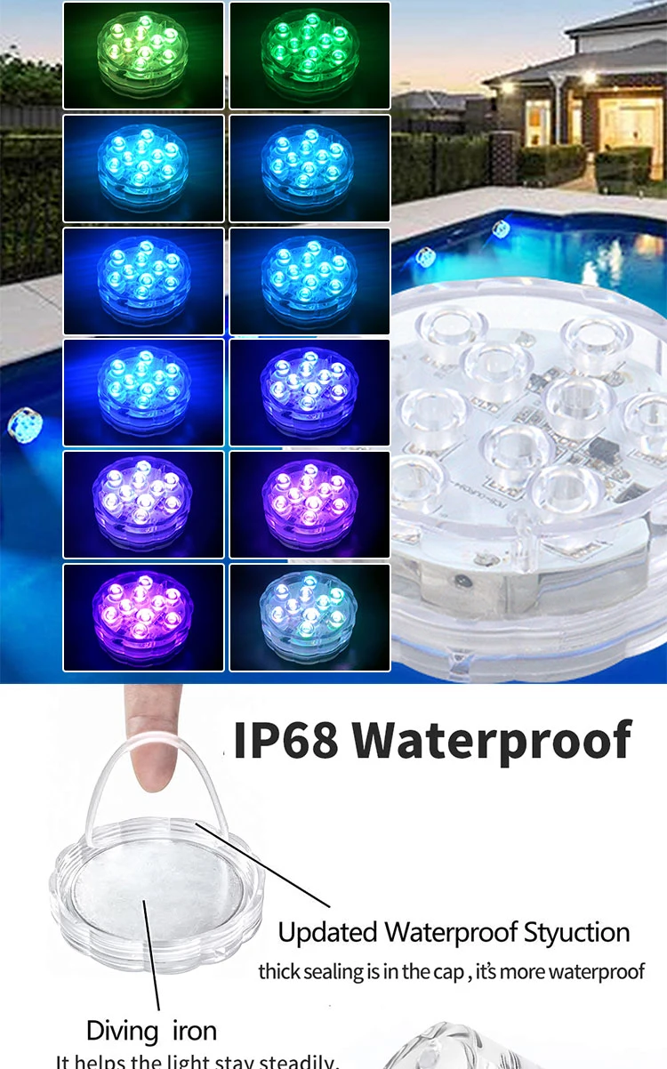 RGB Submersible LED Disco Light Glow Show Swimming Pool Hot Tub SPA Lamp Bath Light